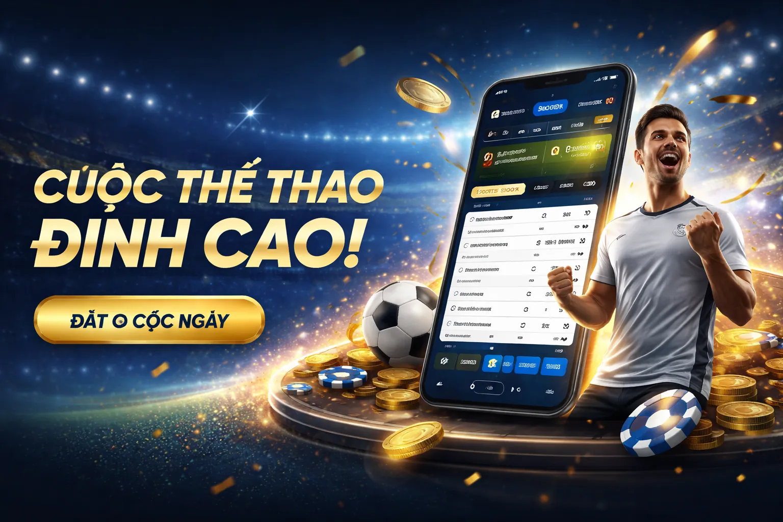 Sân vận động bóng đá với khán giả hân hoan và giao diện cá cược f8bet0